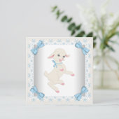Schattigee Blauwe Lamb Baby Boy Shower Kaart (Staand voorkant)