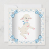 Schattigee Blauwe Lamb Baby Boy Shower Kaart (Voorkant)