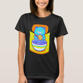 Schattigee Blauwe Leeuw Genieten van Ramen Noodles T-shirt