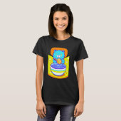 Schattigee Blauwe Leeuw Genieten van Ramen Noodles T-shirt (Voorkant volledig)