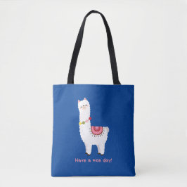 Schattigee blauwe Llama Alpaca Lama hebben een leu Tote Bag