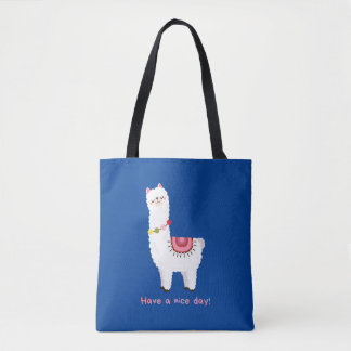 Schattigee blauwe Llama Alpaca Lama hebben een leu Tote Bag