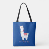 Schattigee blauwe Llama Alpaca Lama hebben een leu Tote Bag (Achterkant)