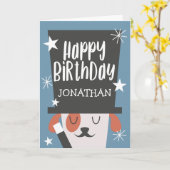 Schattigee Blauwe Magische Hond Verjaardag | voeg  Kaart (Gele Bloem)