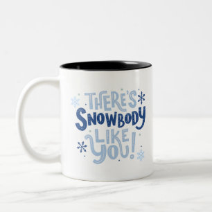 Schattigee Blauwe Monochrome Sneeuwvlok Motivatie Tweekleurige Koffiemok