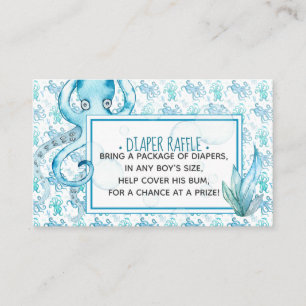 Schattigee Blauwe Octopus Baby shower Luier Raffle Visitekaartje