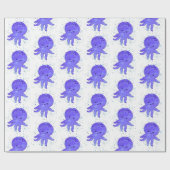 Schattigee Blauwe Octopus Cartoon Waterverf Cadeaupapier (Vlak)