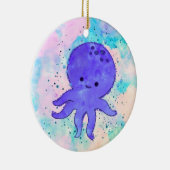 Schattigee Blauwe Octopus Cartoon Waterverf Keramisch Ornament (Rechts)