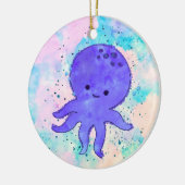 Schattigee Blauwe Octopus Cartoon Waterverf Keramisch Ornament (Links)
