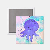 Schattigee Blauwe Octopus Cartoon Waterverf Magneet (Voorkant / Achterkant)