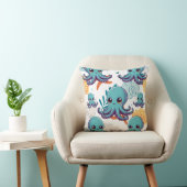 Schattigee Blauwe Octopus Print Kussen (Stoel)