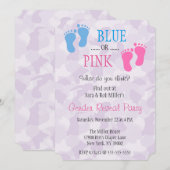 Schattigee Blauwe of Roze Voetafdruk Geslacht Onth Kaart (Voorkant / Achterkant)