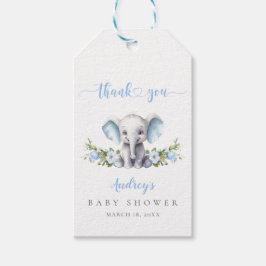 Schattigee Blauwe Olifant Baby Boy Shower Dank u Cadeaulabel