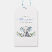 Schattigee Blauwe Olifant Baby Boy Shower Dank u Cadeaulabel (Achterkant)