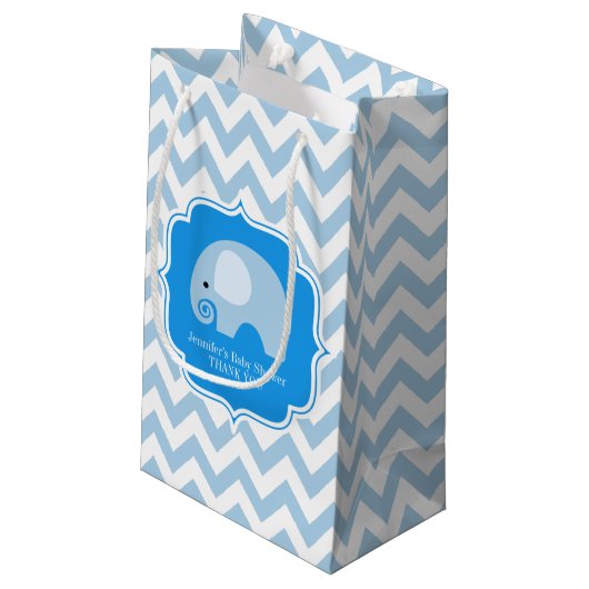 Schattigee Blauwe Olifant Baby shower Boy Party Cu Klein Cadeauzakje (Achterkant Gekanteld)
