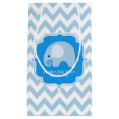 Schattigee Blauwe Olifant Baby shower Boy Party Cu Klein Cadeauzakje (Voorkant)