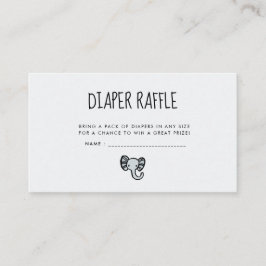 Schattigee Blauwe Olifant Baby shower luier loteri Informatiekaartje