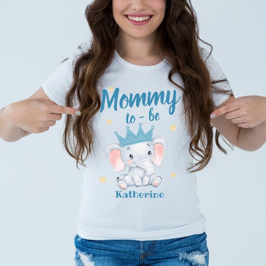 Schattigee blauwe olifant baby shower mama wordt m t-shirt