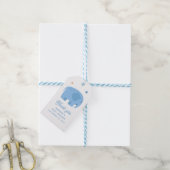 Schattigee blauwe olifant. Boy baby shower dank je Cadeaulabel (Met Touw)