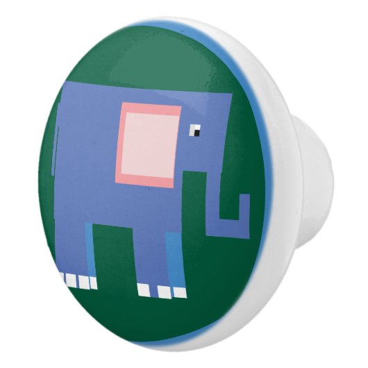 Schattigee blauwe olifant keramische knop (Rechts)