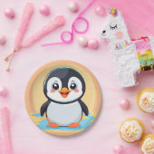 Schattigee blauwe pinguïn Gezicht dierentuin ijs V Papieren Bordje (Feest)