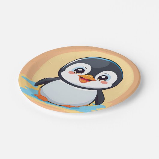 Schattigee blauwe pinguïn Gezicht dierentuin ijs V Papieren Bordje (Gekanteld)