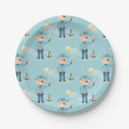 Schattigee Blauwe Piratenjongen Papieren Bordje