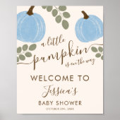 Schattigee Blauwe Pompoen Eucalyptus Baby shower W Poster (Voorkant)