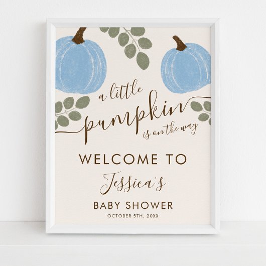 Schattigee Blauwe Pompoen Eucalyptus Baby shower W Poster