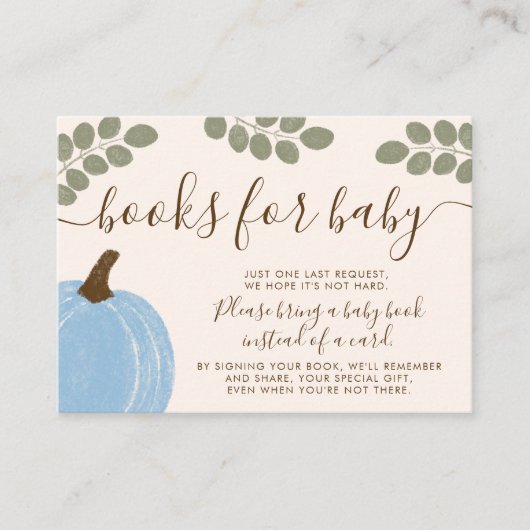 Schattigee Blauwe Pompoen Eucalyptus Herfst Boeken Informatiekaartje (Voorkant)
