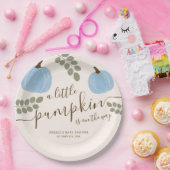 Schattigee Blauwe Pompoen Eucalyptus Herfst Jongen Papieren Bordje (Feest)