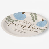 Schattigee Blauwe Pompoen Eucalyptus Herfst Jongen Papieren Bordje (Gekanteld)