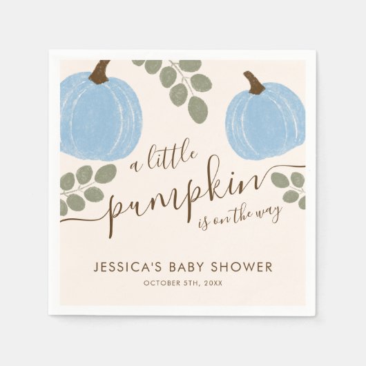 Schattigee Blauwe Pompoen Eucalyptus Herfst Jongen Servet (Voorkant)