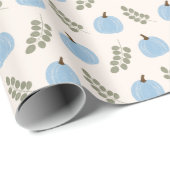 Schattigee Blauwe Pompoen Eucalyptus Herfst Patroo Cadeaupapier (Rol Hoek)