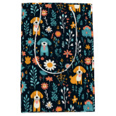 Schattigee Blauwe Puppy Flowers Medium Cadeauzakje (Voorkant)