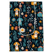 Schattigee Blauwe Puppy Flowers Medium Cadeauzakje (Achterkant)