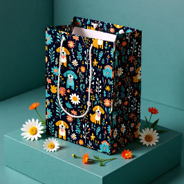 Schattigee Blauwe Puppy Flowers Medium Cadeauzakje