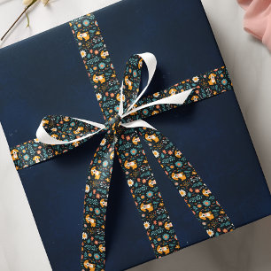 Schattigee Blauwe Puppy Flowers Satijnen Lint