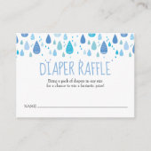 Schattigee Blauwe Raindrops Luier Raffle Baby show Informatiekaartje (Voorkant)