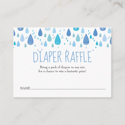 Schattigee Blauwe Raindrops Luier Raffle Baby show Informatiekaartje (Voorkant)
