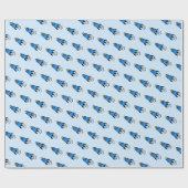 Schattigee blauwe raket cadeaupapier (Vlak)