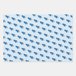 Schattigee blauwe raket inpakpapier vel