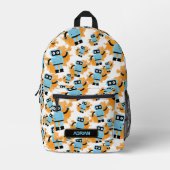 Schattigee Blauwe Robot Oranje Waterverf Aangepast Bedrukte Rugzak (Voorkant)