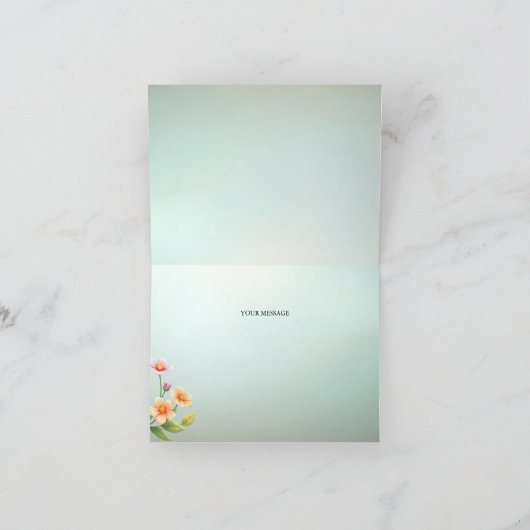 Schattigee Blauwe Roze Vogelbloem Dankjewel Kaart (Binnen)