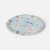 Schattigee Blauwe Schaapdesserts waterverf Kindere Papieren Bordje (Gekanteld)