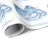 Schattigee Blauwe Schoenen Baby Boy Douche Wrappin Cadeaupapier (Rol Hoek)