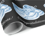 Schattigee Blauwe Schoenen Baby Boy Douche Wrappin Cadeaupapier (Rol Hoek)