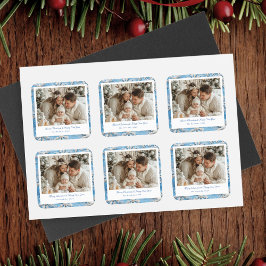 Schattigee Blauwe Sneeuwvlok Kerstmis Vierkante Sticker