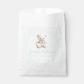 Schattigee blauwe teddybeer boho baby boy douche bedankzakje (Voorkant)