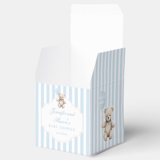 Schattigee blauwe teddybeer met ballon baby boy do bedankdoosjes (Geopend)